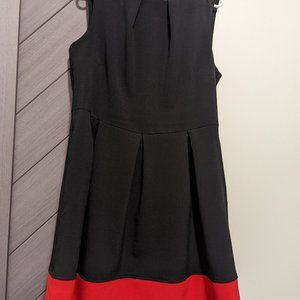 It has Pockets! Black Dress with Red Stripe